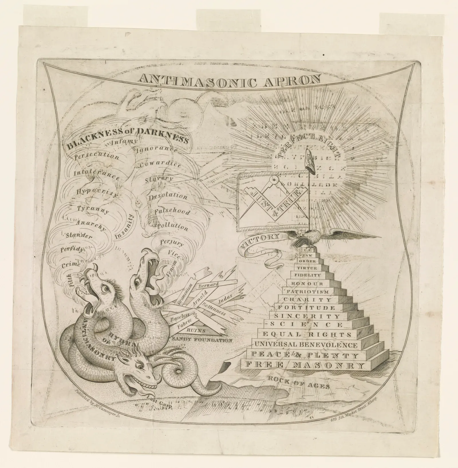 Anti-Masonic political apron engraving, 1831