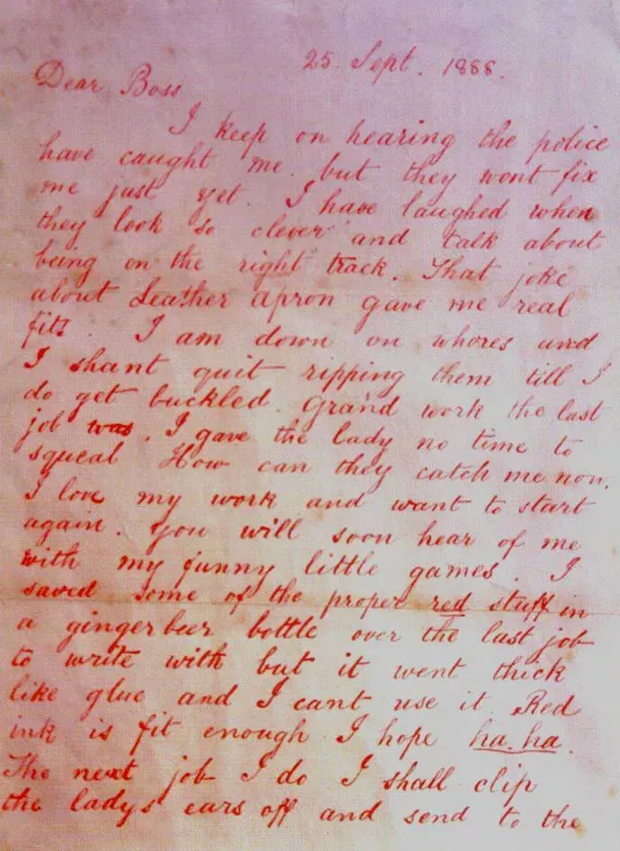 The Dear Boss letter, September 1888