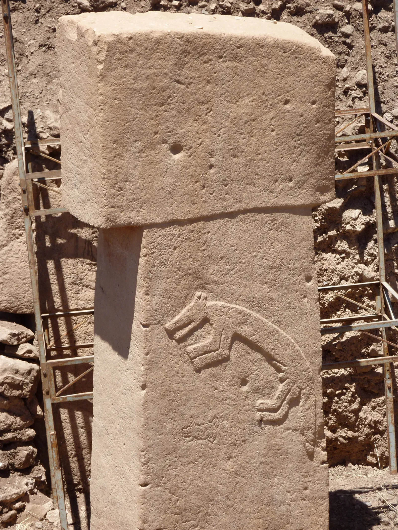 T-shaped pillar at Göbekli Tepe with animal reliefs