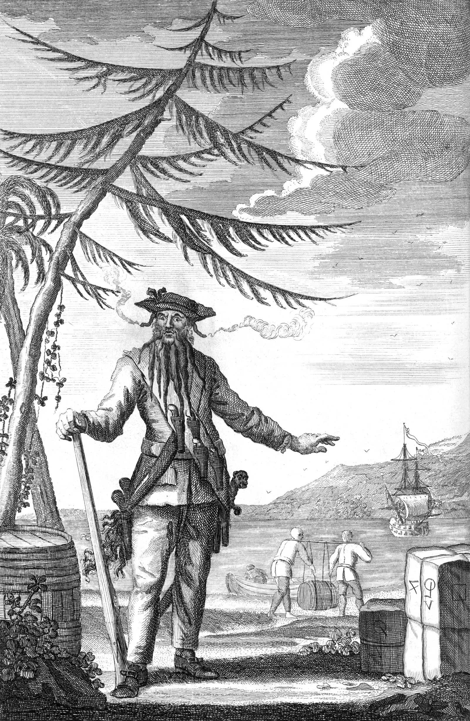 Edward Teach — Blackbeard, 1736 engraving