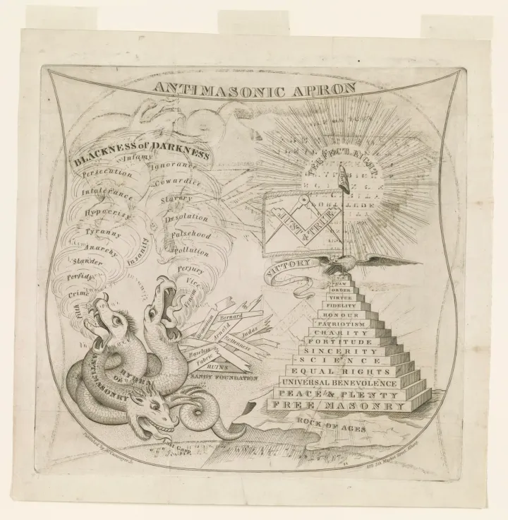 Anti-Masonic political apron engraving, 1831