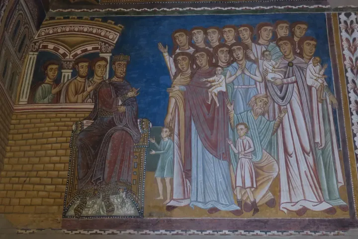 Constantine afflicted with leprosy — fresco, Chapel of San Silvestro, Cardinal's Palace, Santi Quattro Coronati, Rome, 1246