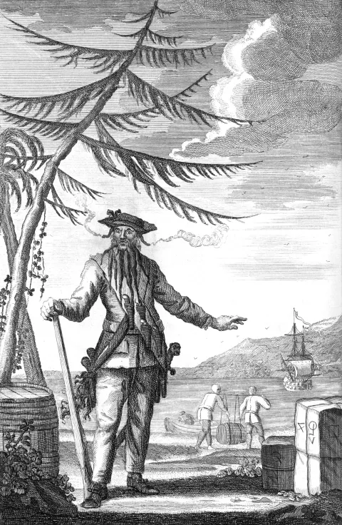Edward Teach — Blackbeard, 1736 engraving