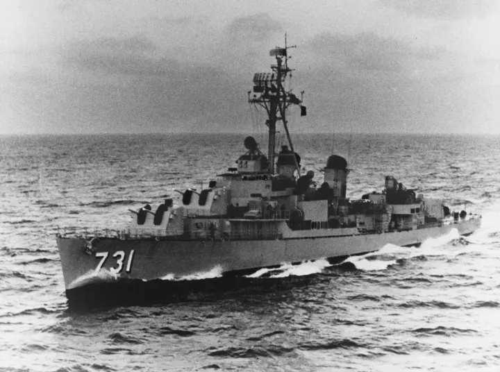 USS Maddox at sea — the destroyer at the center of the Gulf of Tonkin incident