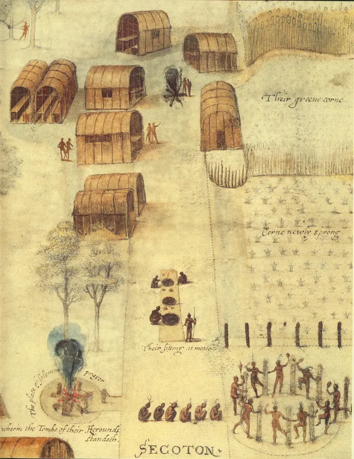 John White's watercolour of the village of Secoton