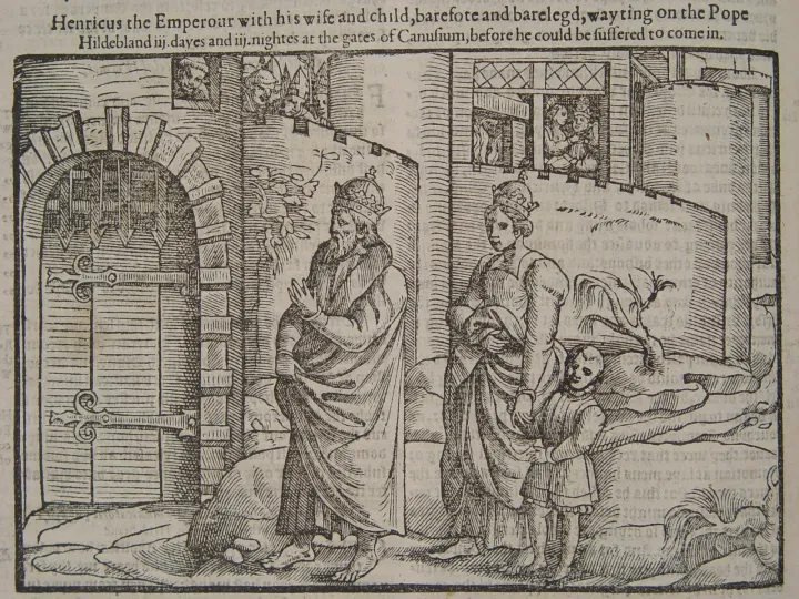 Henry IV awaiting Pope Gregory VII at Canossa, January 1077