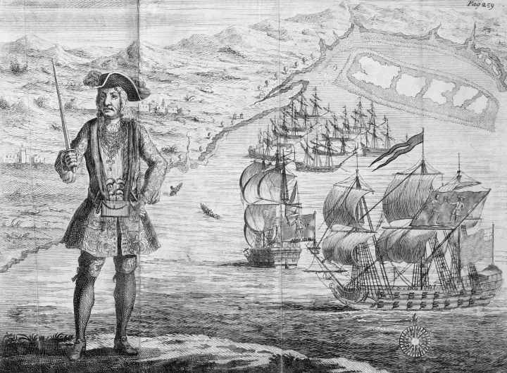Bartholomew Roberts with two ships, 1724