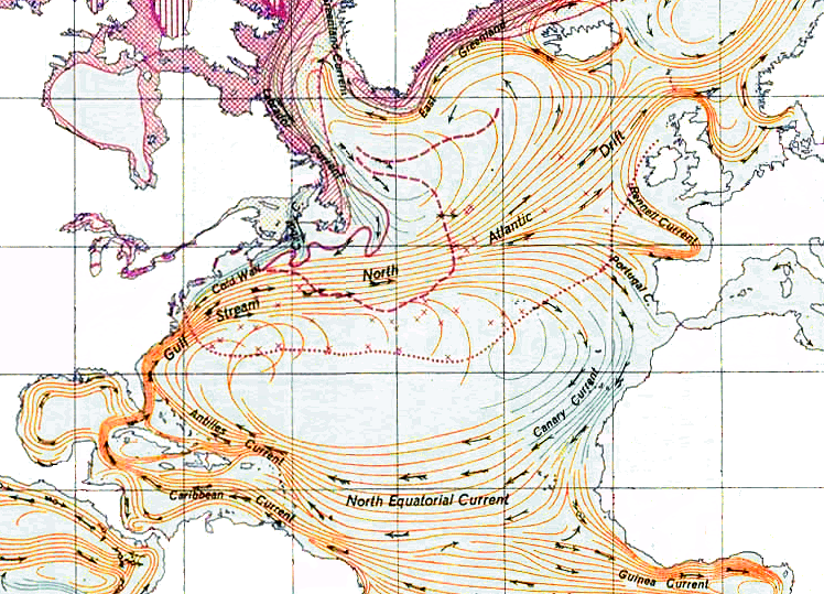 Map of the North Atlantic Gyre and Gulf Stream