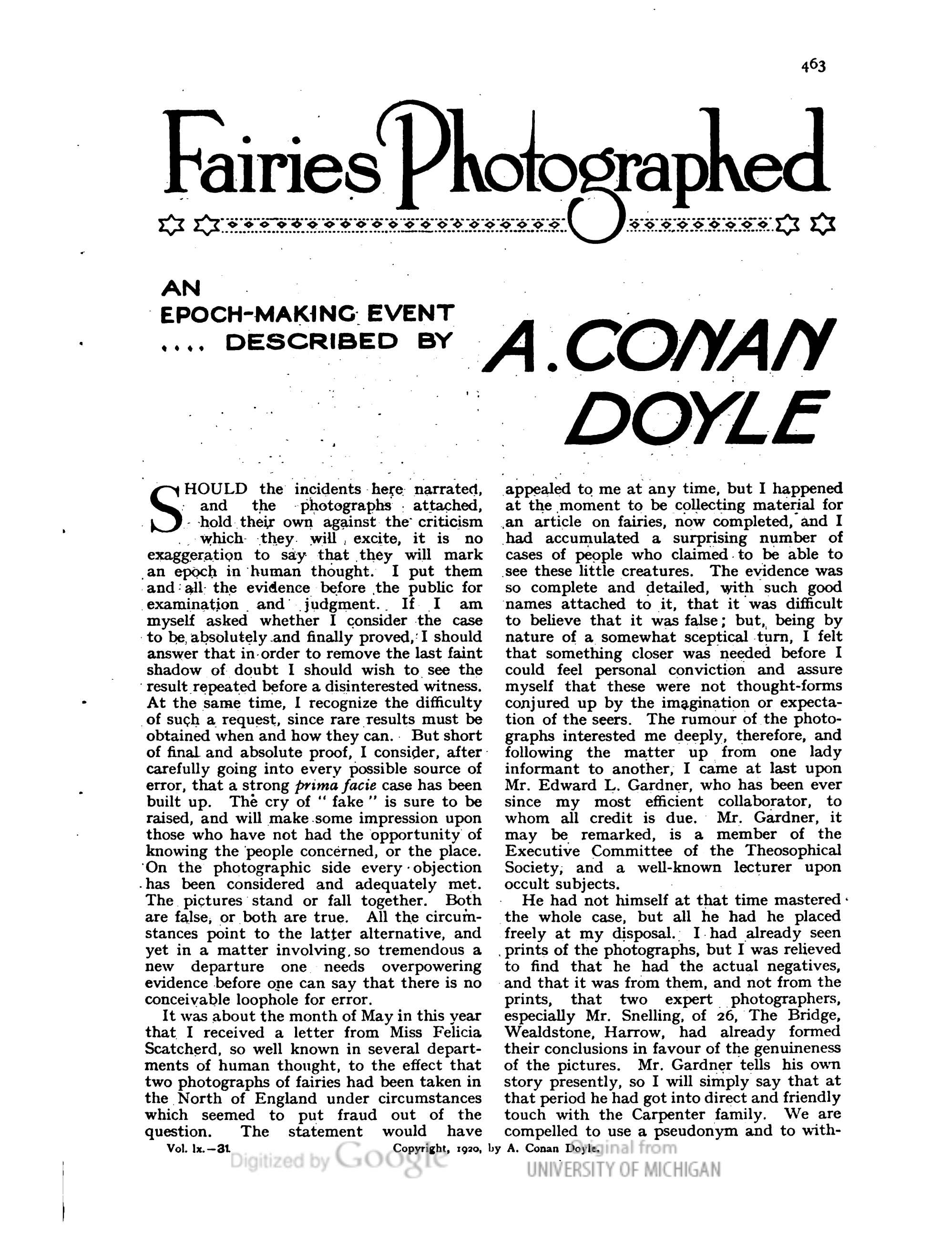 The Strand Magazine page with fairy photographs, December 1920