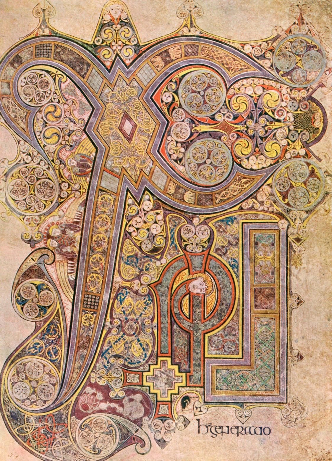 A page from the Book of Kells, created by Irish monks c. 800 AD