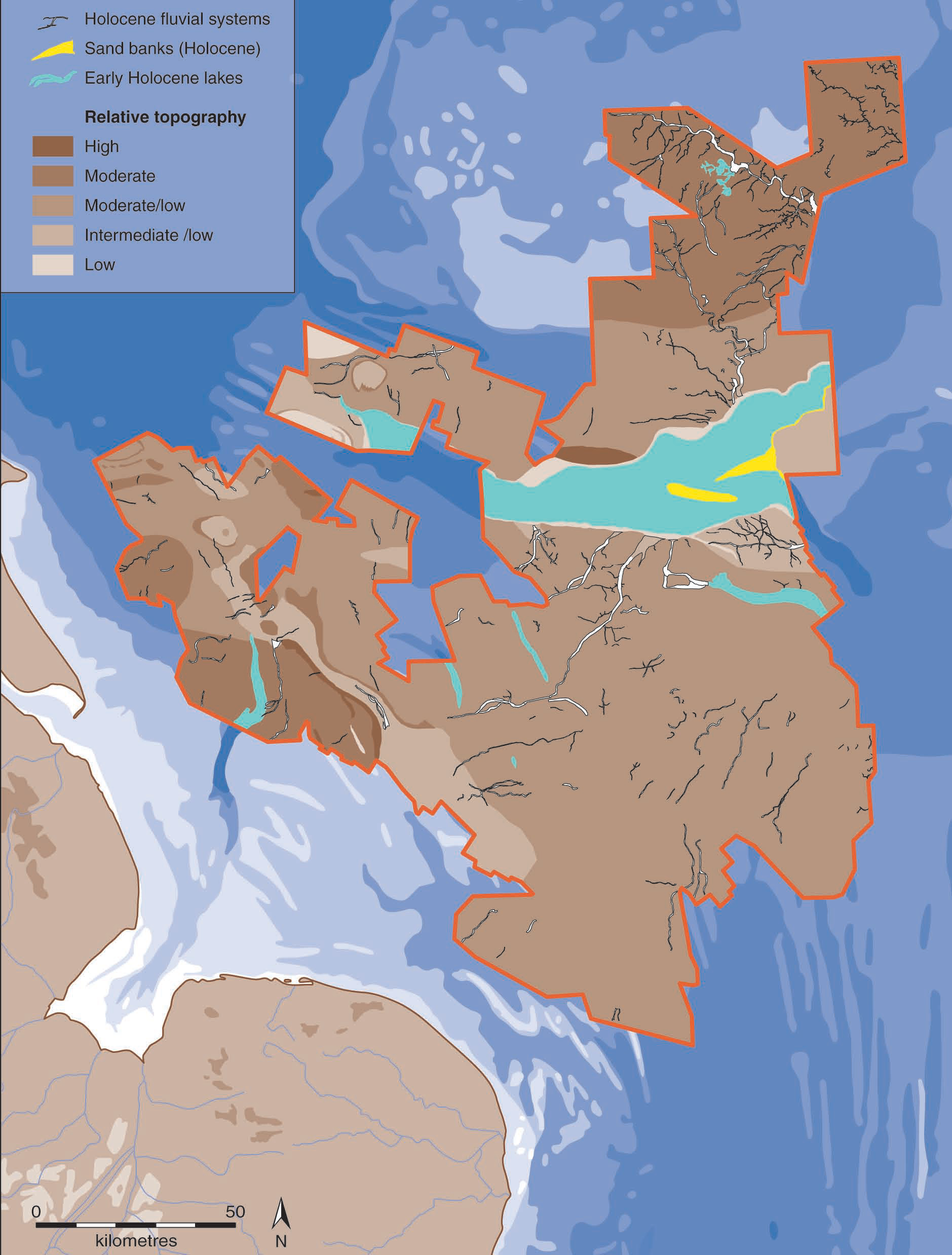 Doggerland landscape features mapped by the North Sea Palaeolandscapes Project