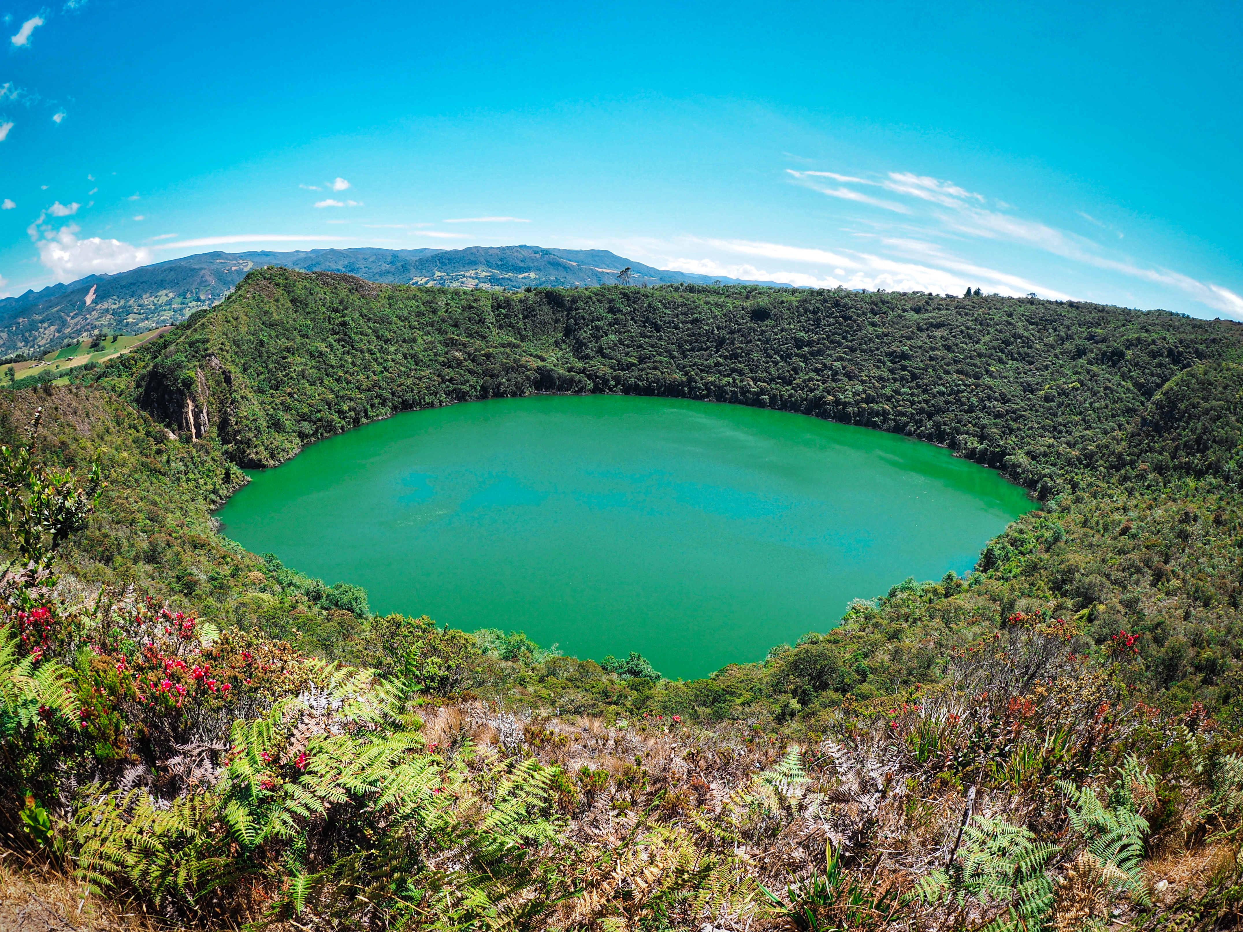 Lake Guatavita, the sacred Muisca crater lake in Colombia