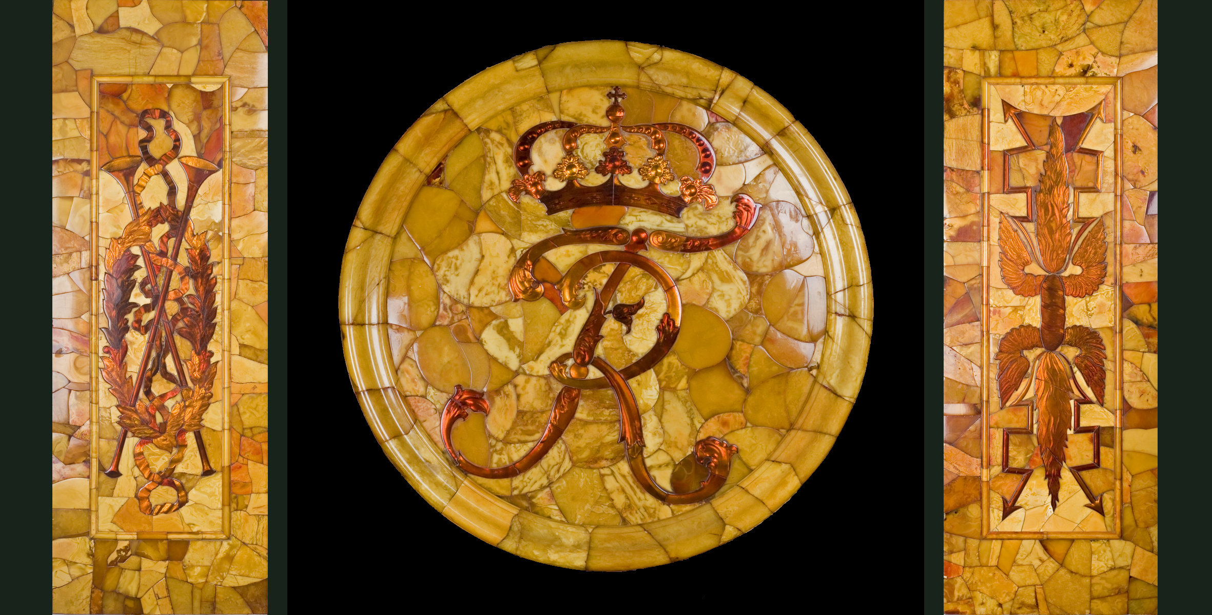 Detail of amber panel craftsmanship