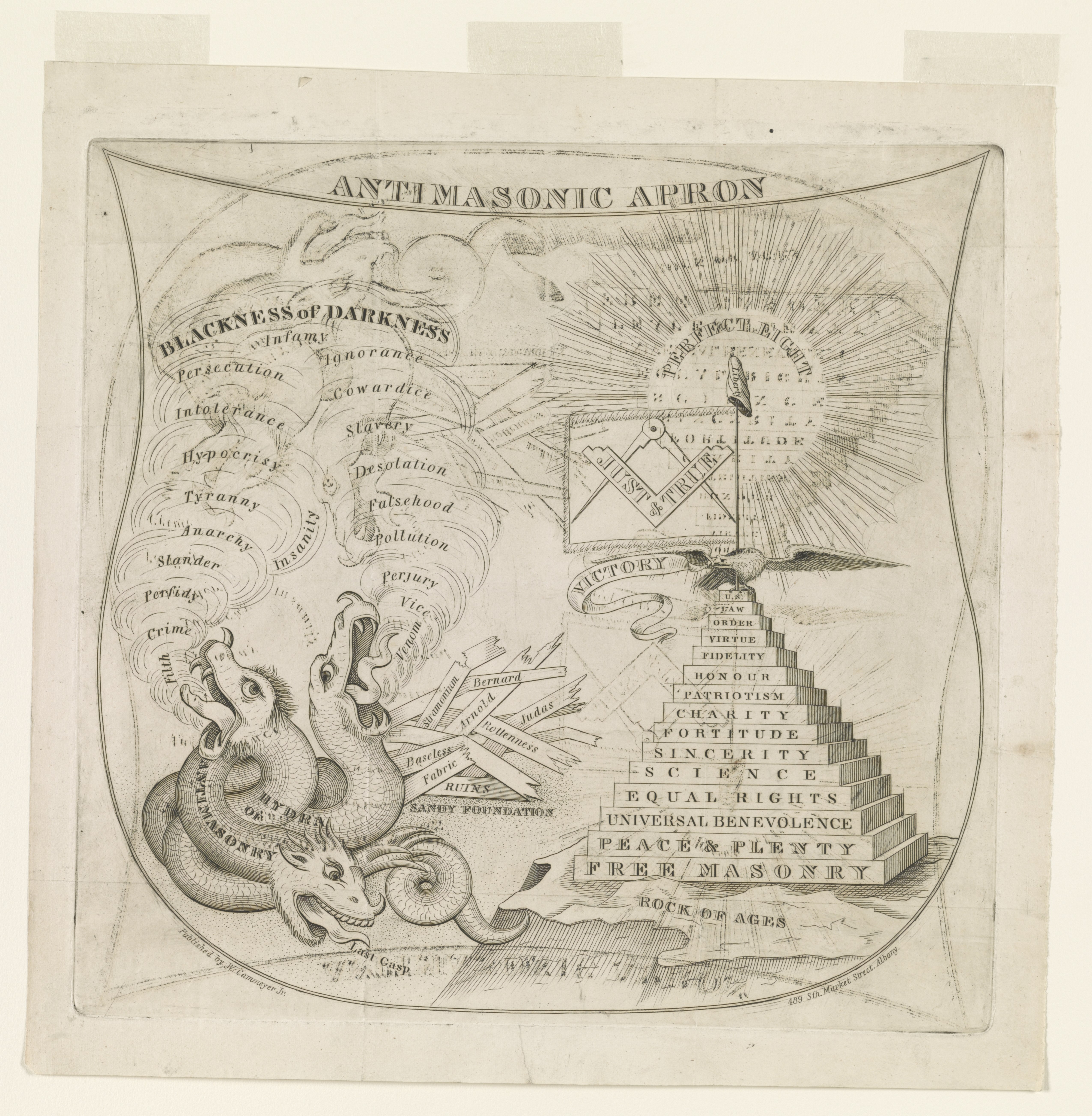 Anti-Masonic political apron engraving, 1831