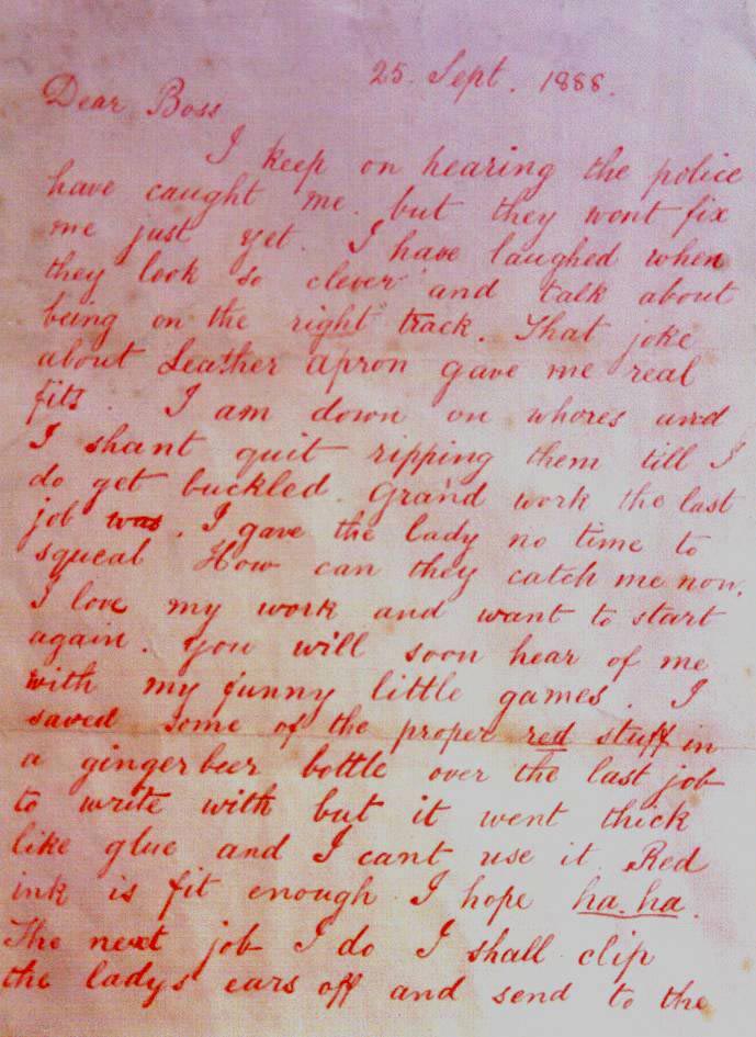 The Dear Boss letter, September 1888