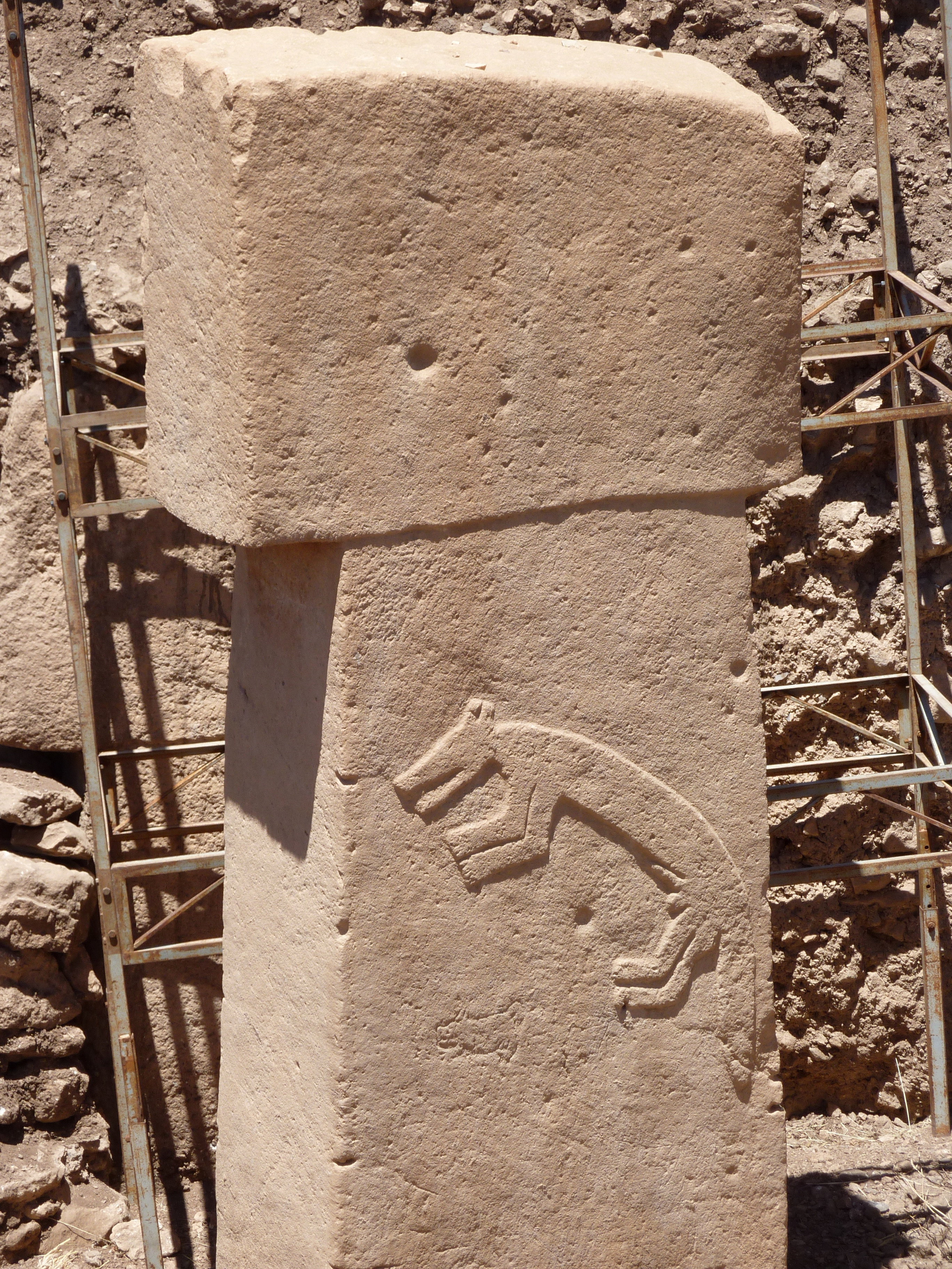 T-shaped pillar at Göbekli Tepe with animal reliefs