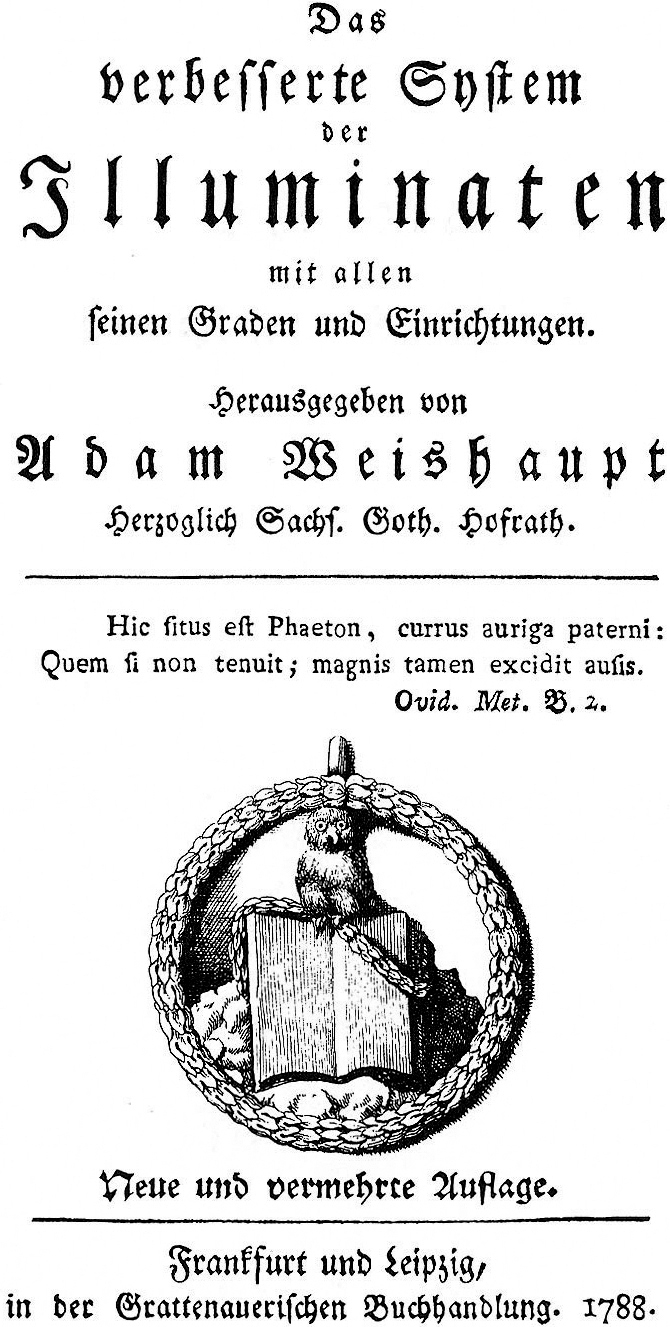 The Minerval insignia of the Bavarian Illuminati — Owl of Minerva on an open book