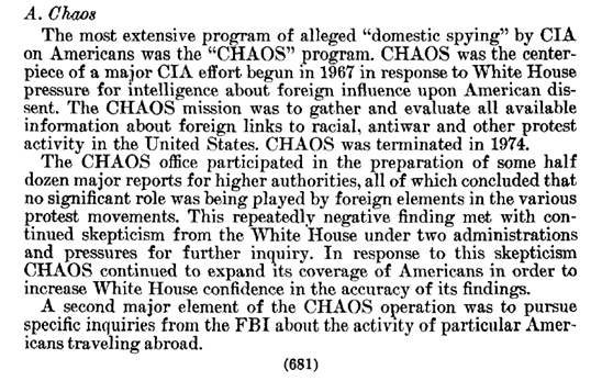 Declassified Operation CHAOS document excerpt