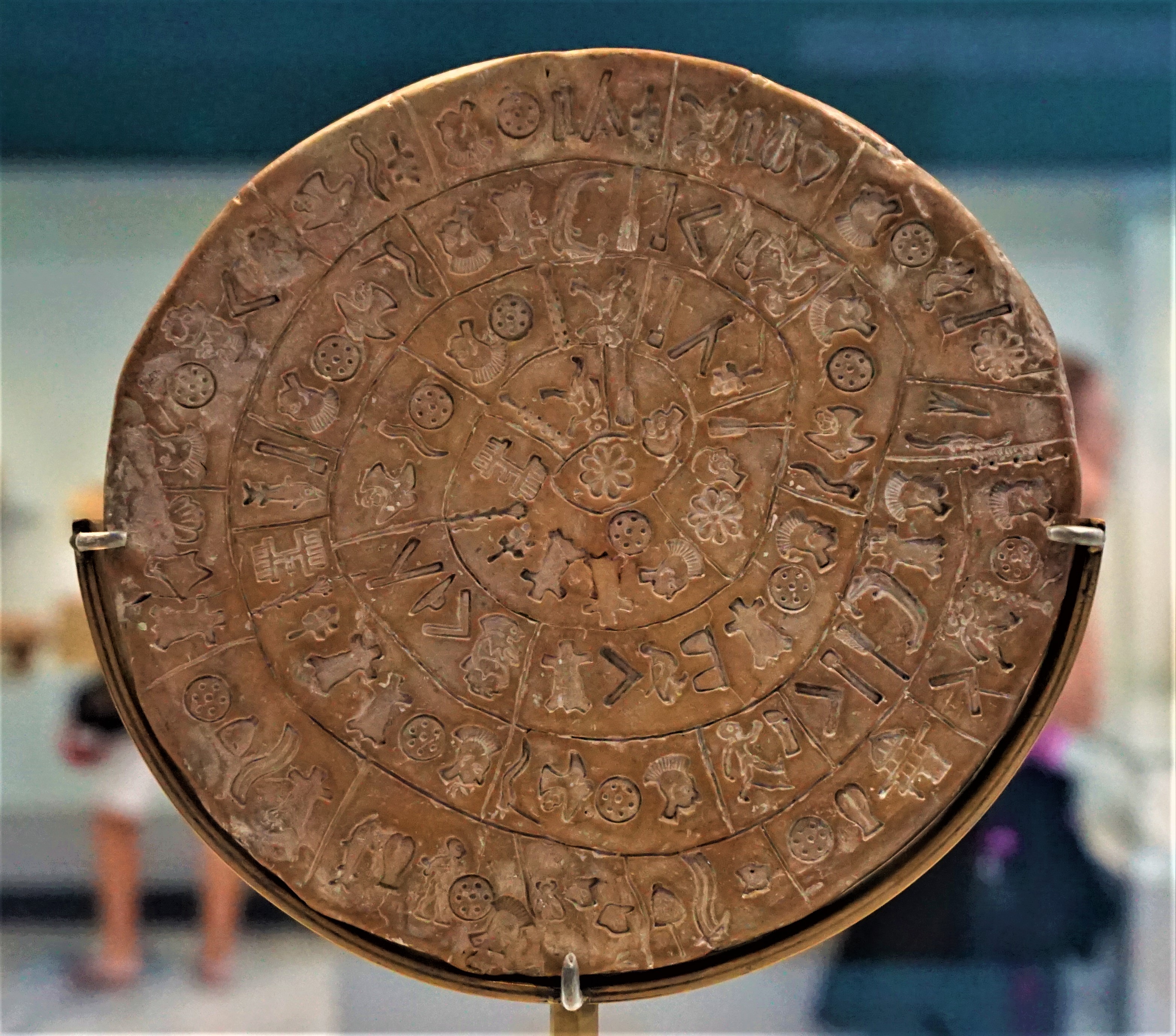 The Phaistos Disc on display at Heraklion Archaeological Museum