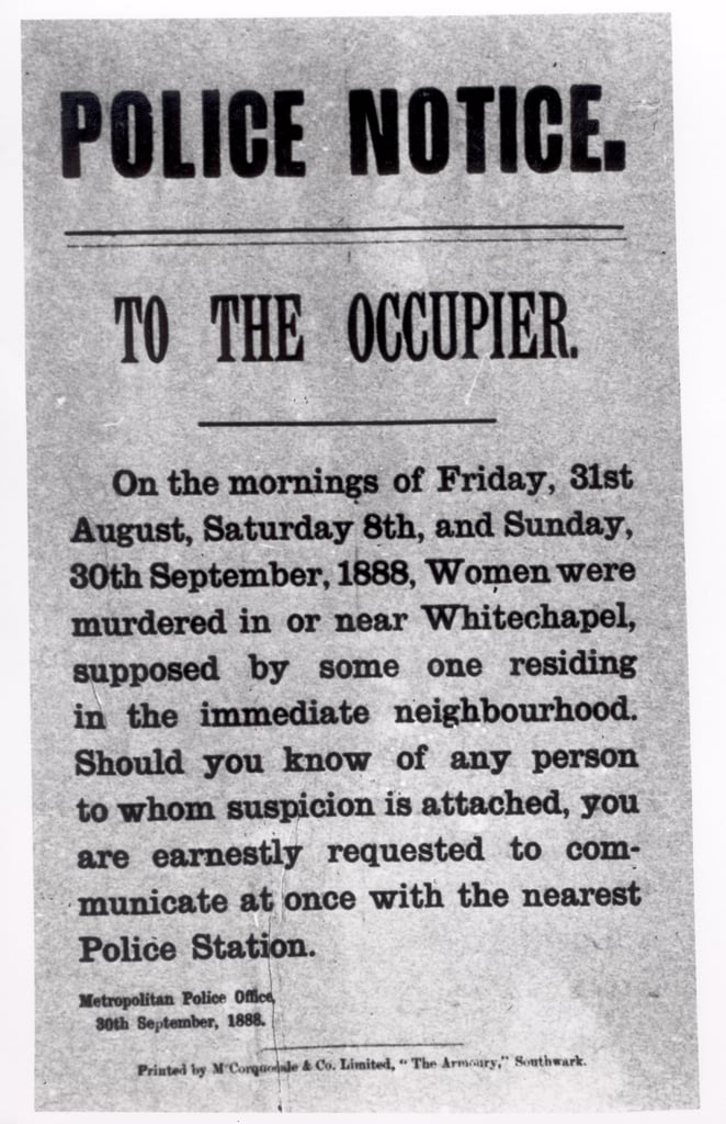 Metropolitan Police notice, October 1888