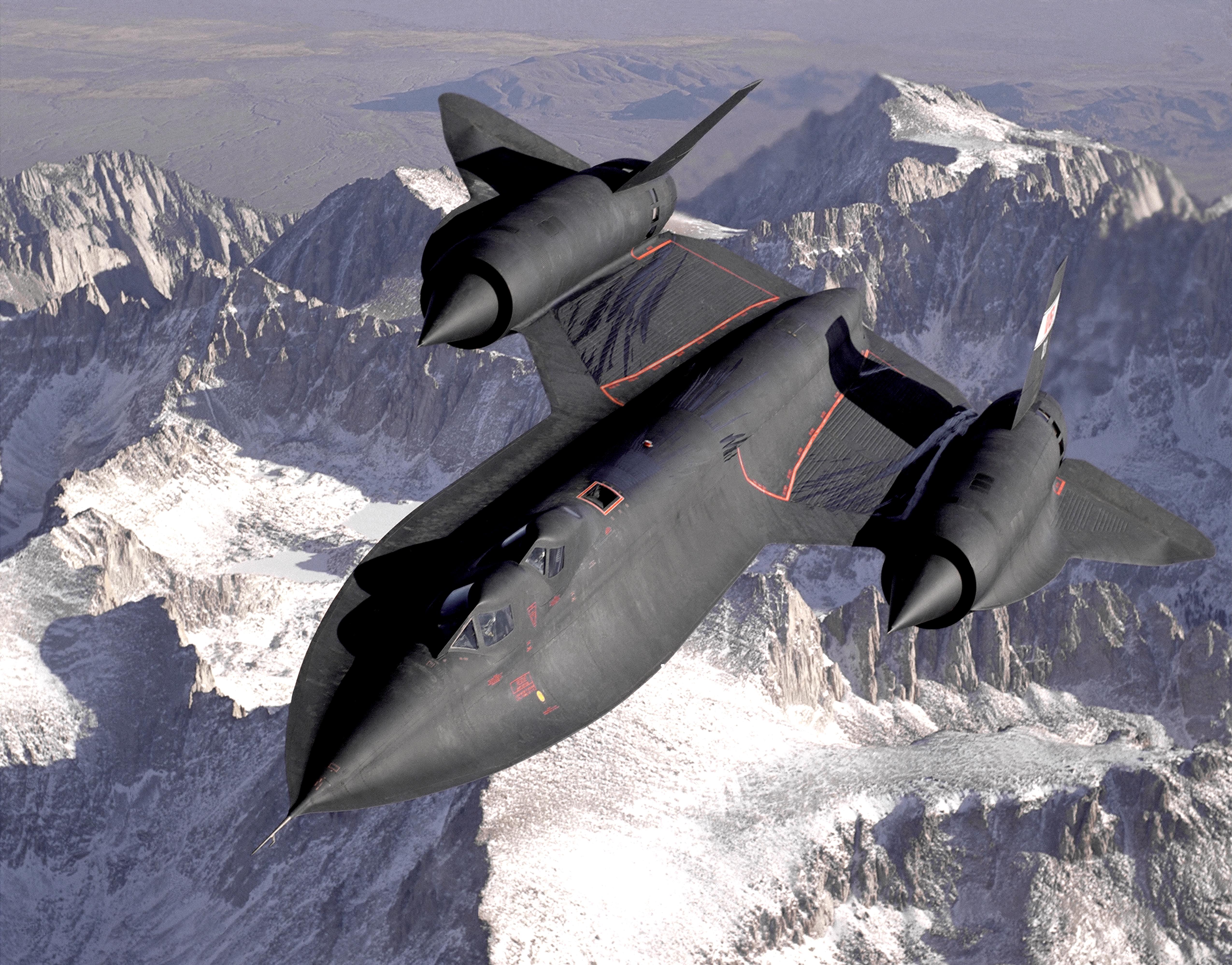 SR-71 Blackbird in flight over the Sierra Nevada