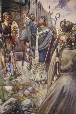 Saint Columba confronts the water beast