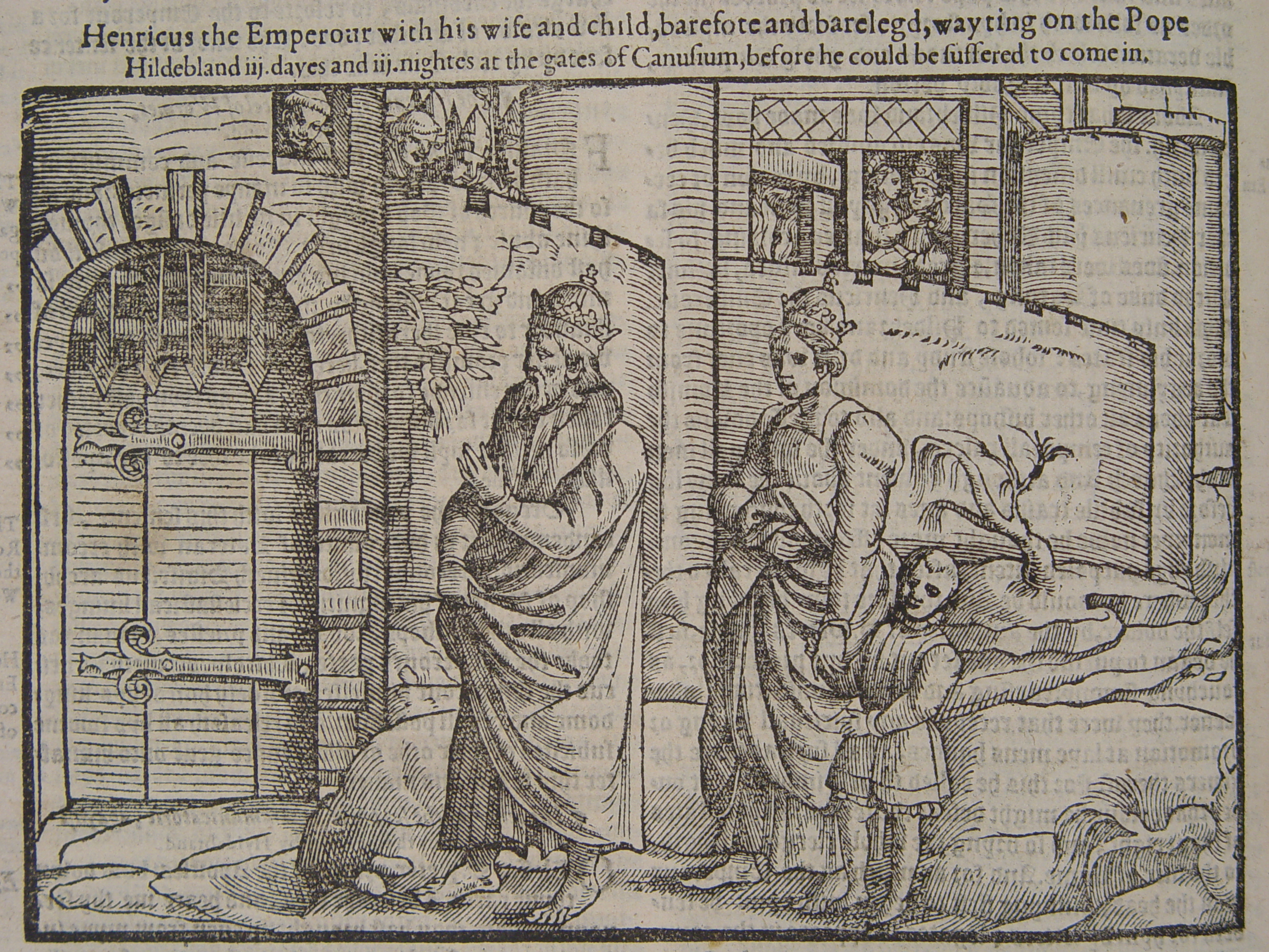 Henry IV awaiting Pope Gregory VII at Canossa, January 1077