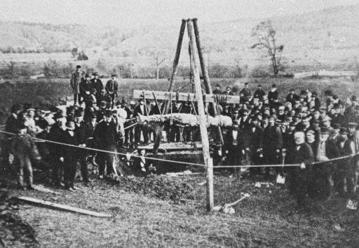 The Cardiff Giant being excavated in 1869