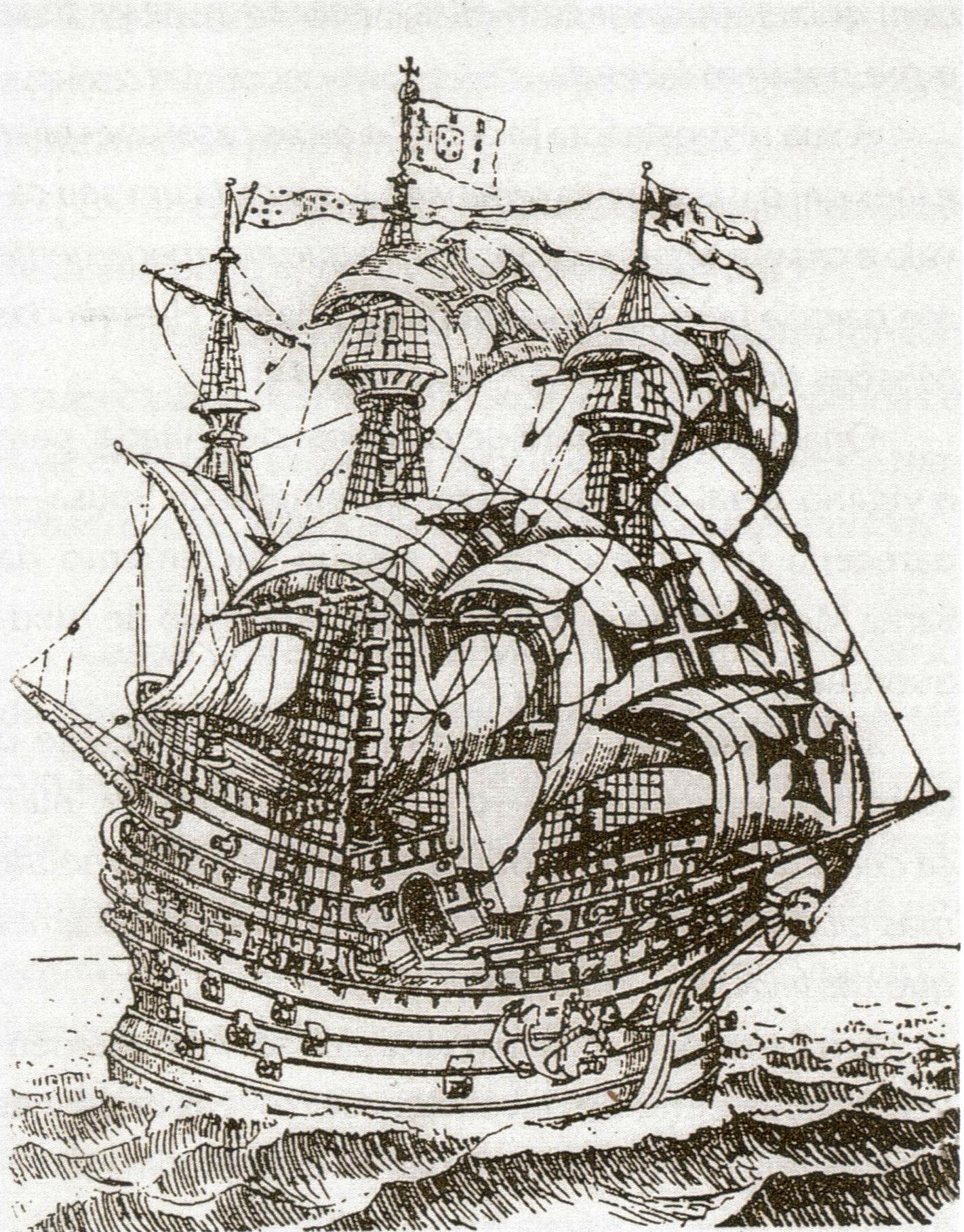 16th-century drawing of the Flor de la Mar