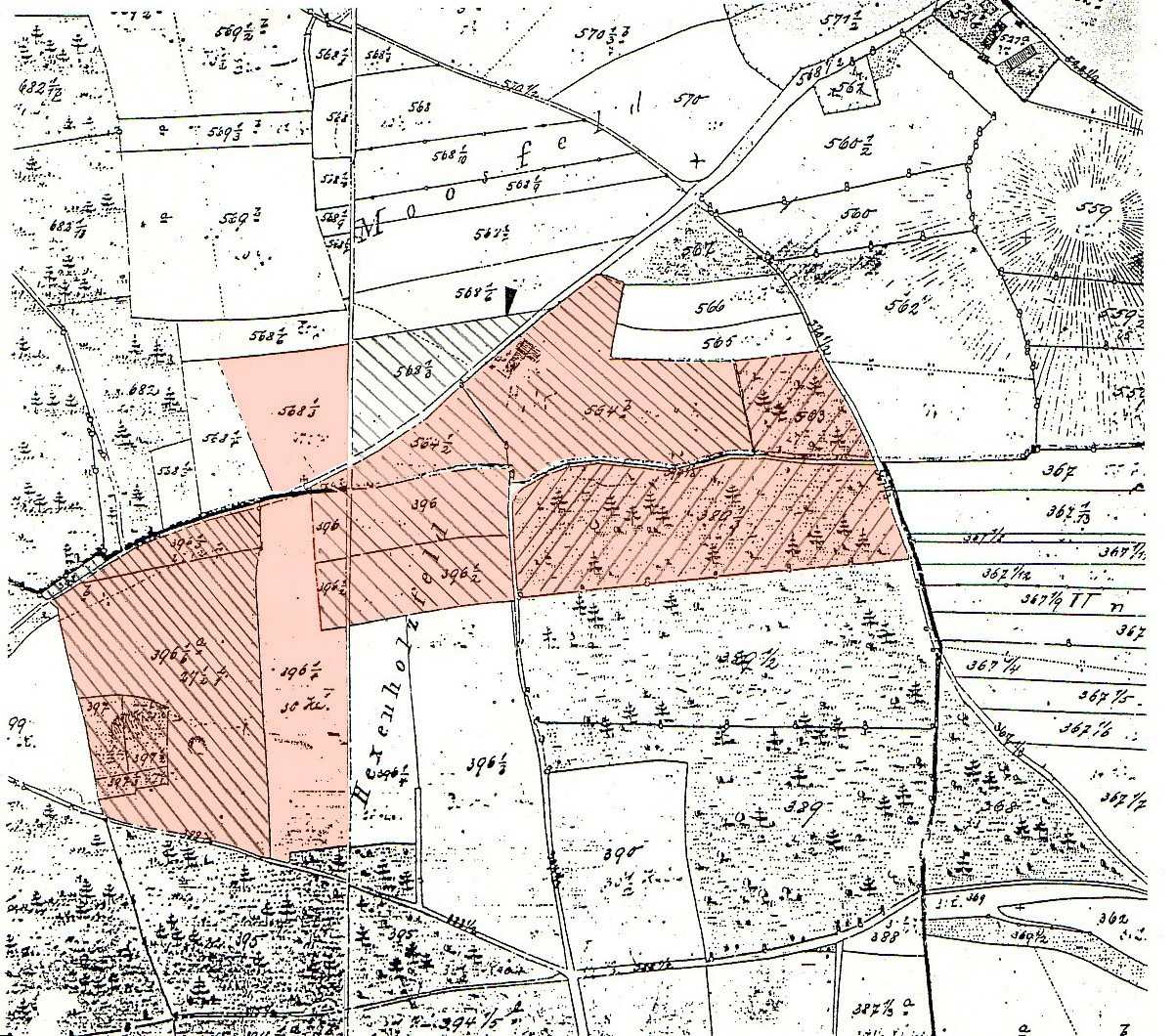 Historical land survey map of Hinterkaifeck