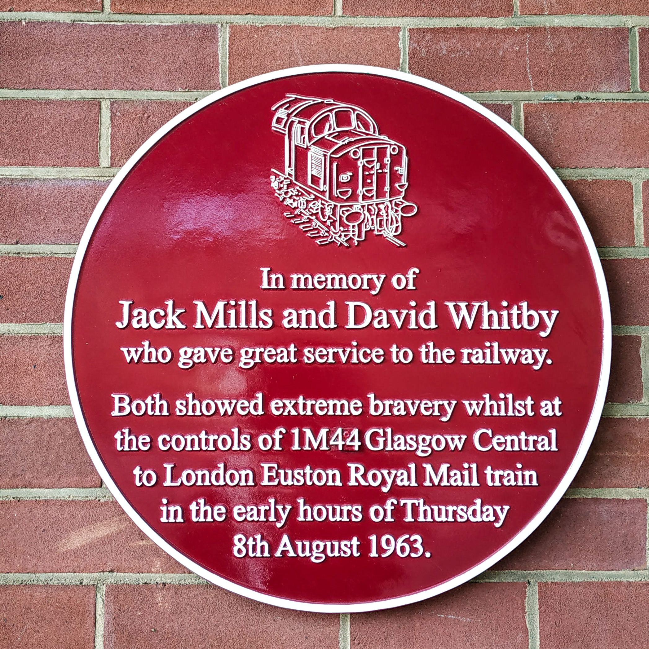 Jack Mills and David Whitby memorial plaque