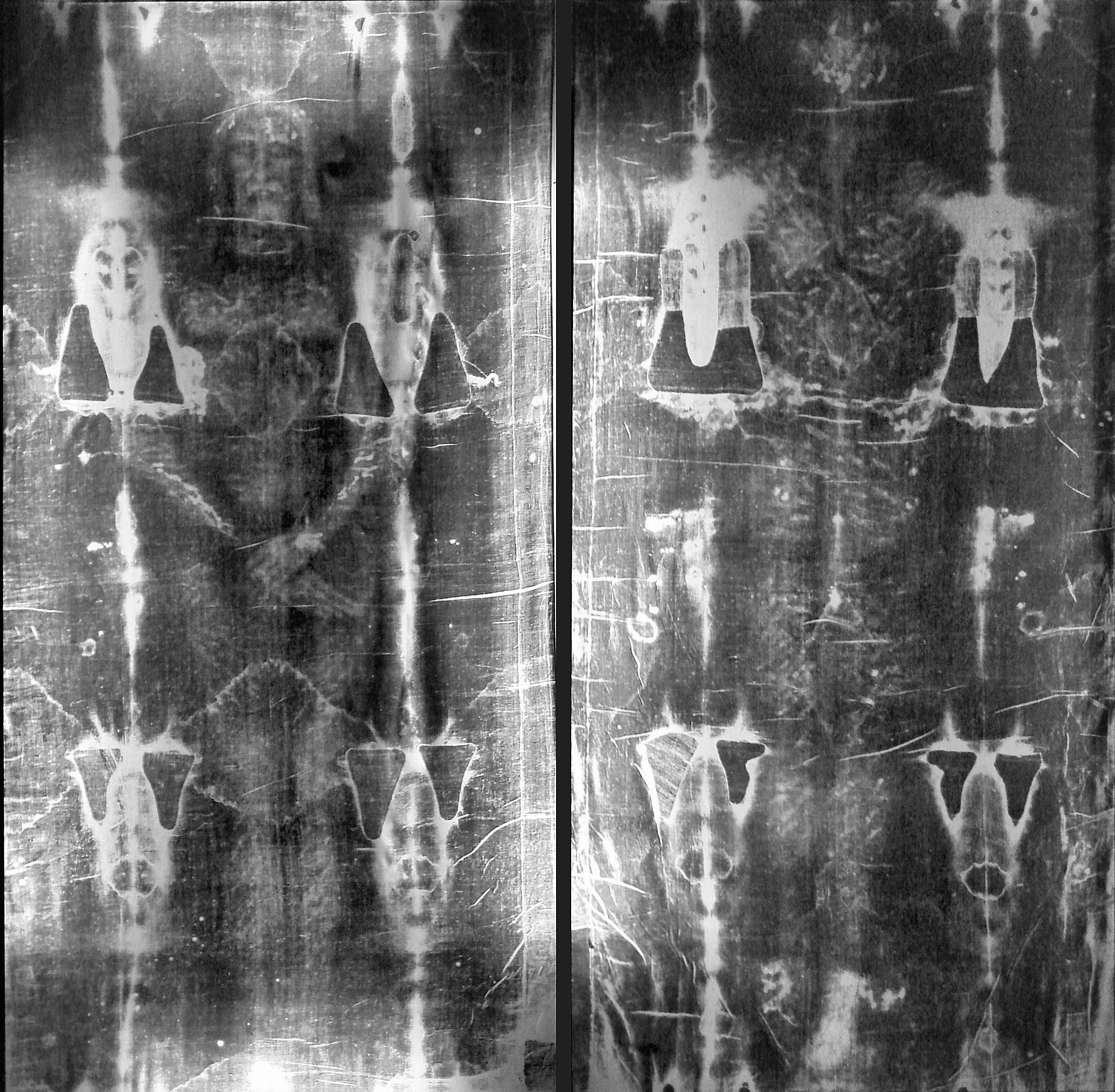 Full length negative images of the Shroud of Turin