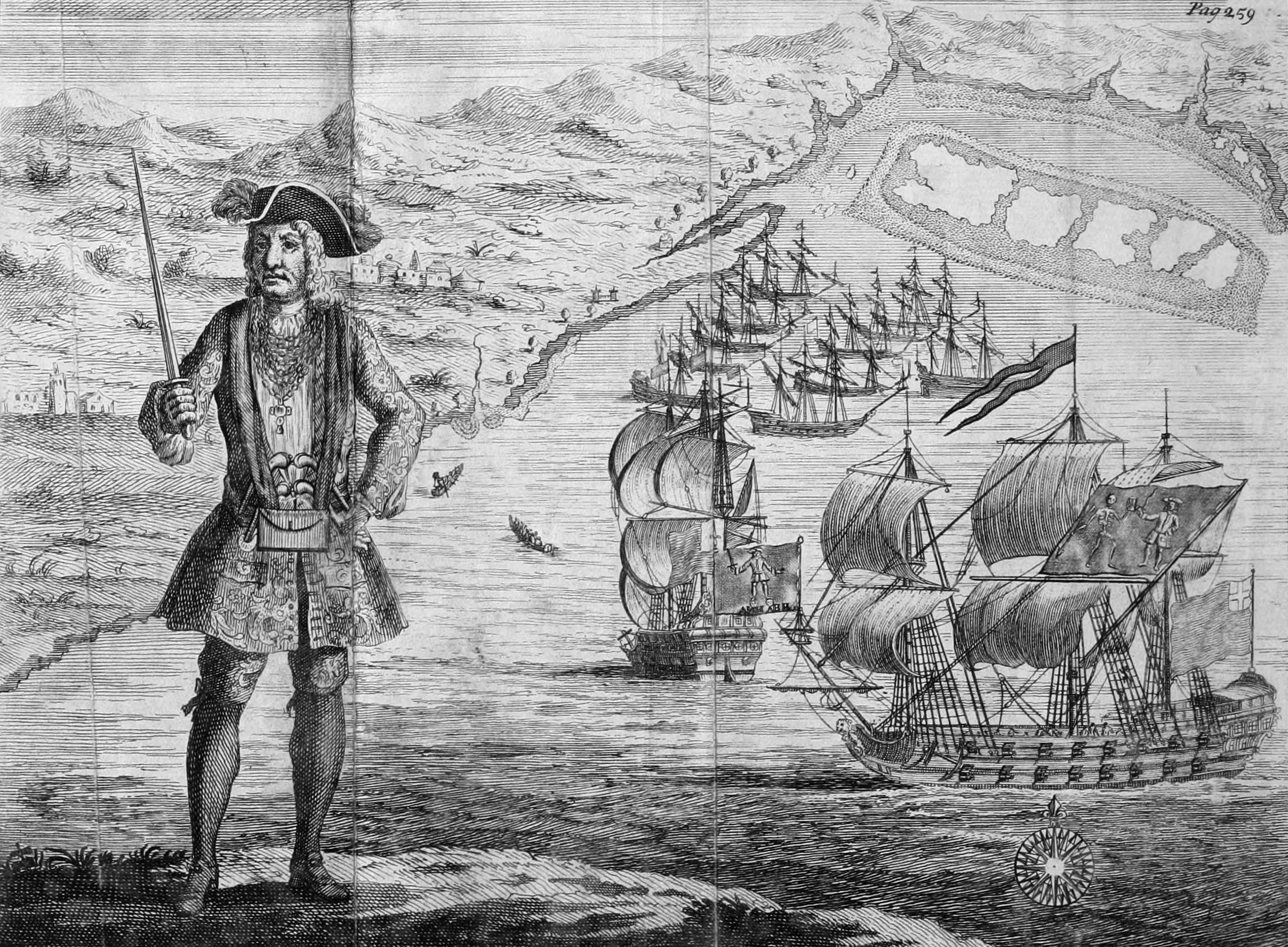 Bartholomew Roberts with two ships, 1724