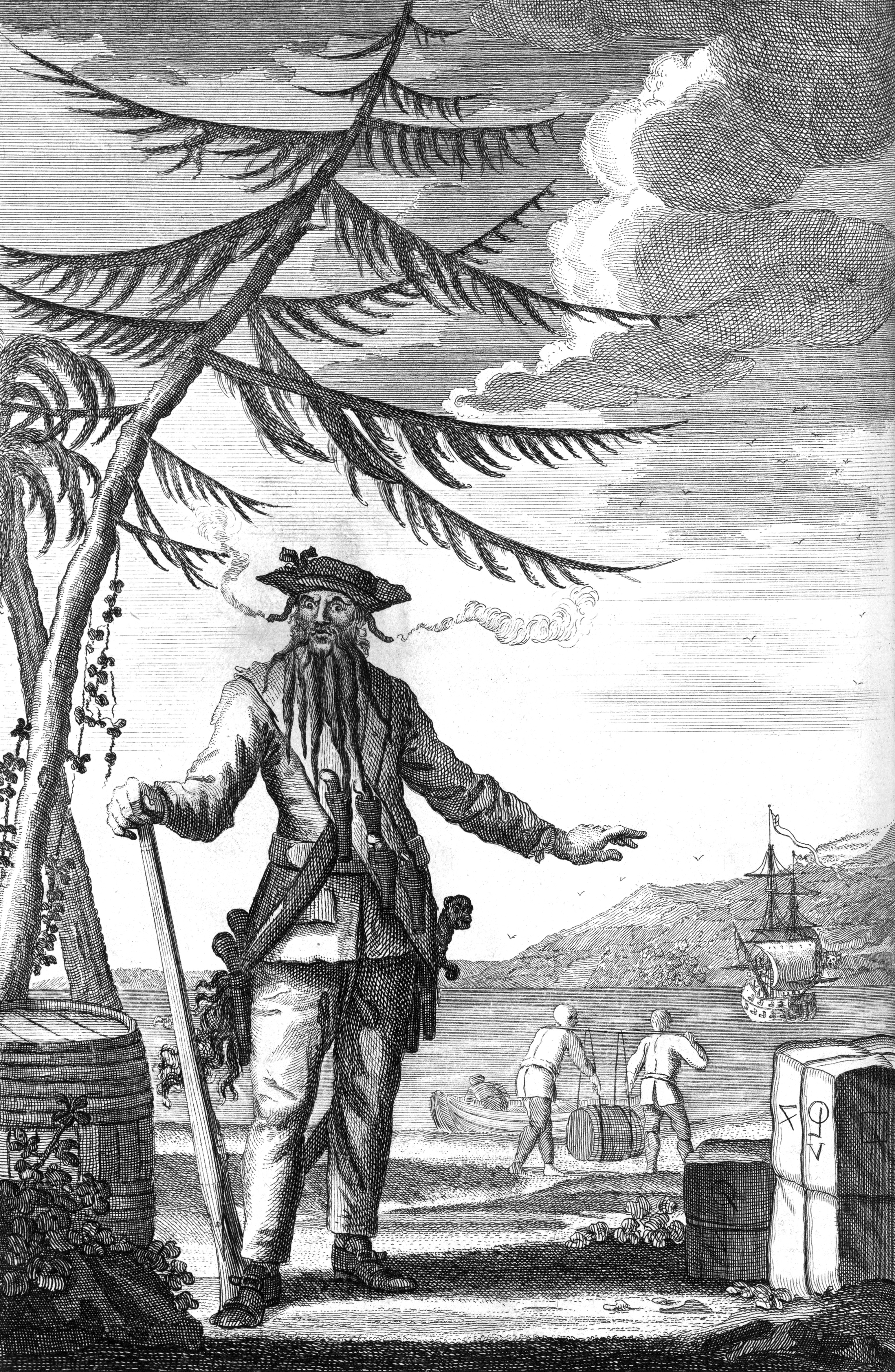 Edward Teach — Blackbeard, 1736 engraving