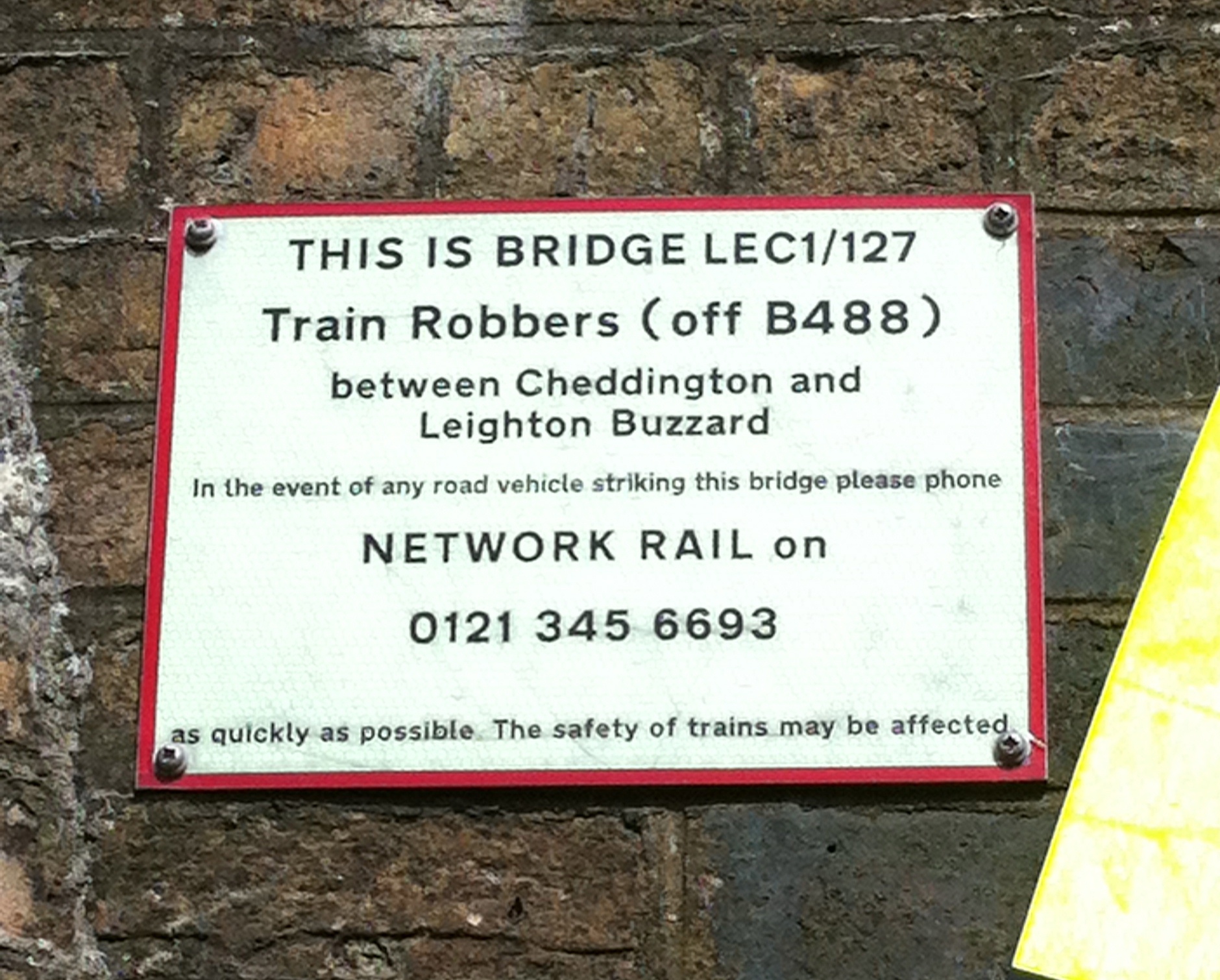Train Robbers Bridge Network Rail plaque