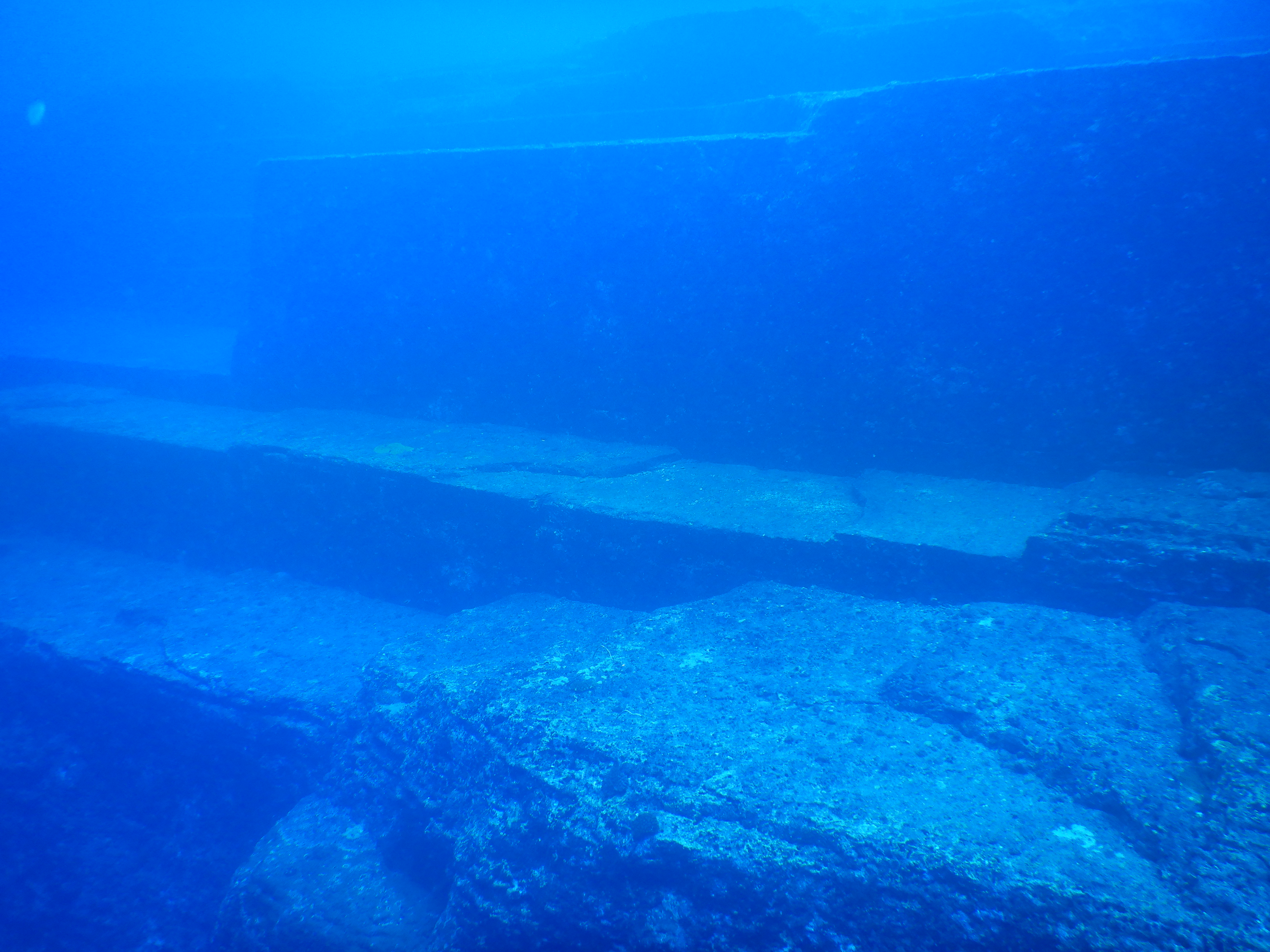 The stepped terraces of the Yonaguni Monument